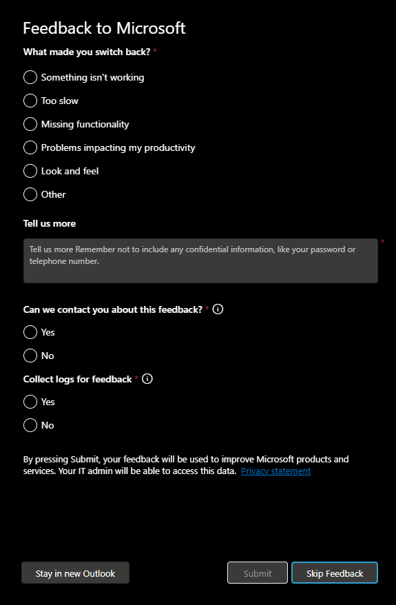 Switch to Classic Outlook
