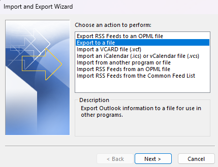 Import/Export Wizard