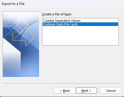 Export to Outlook Data File